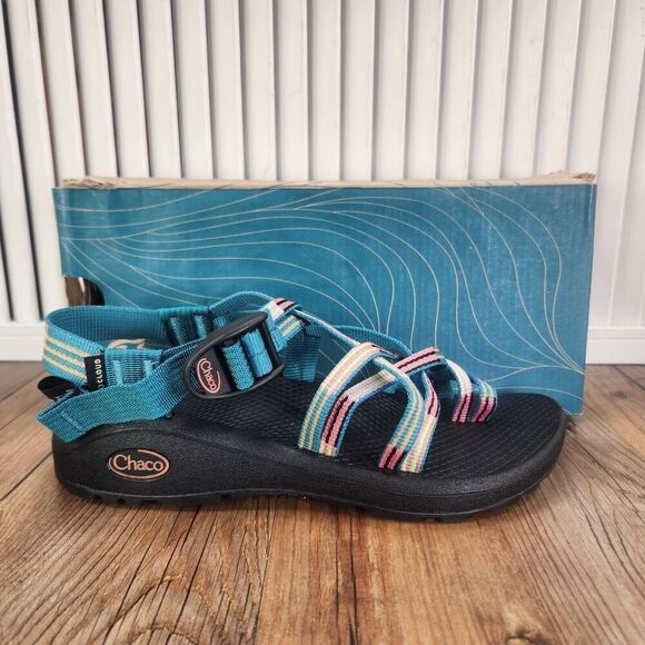 Chaco Z/Cloud X2 Womens Sz 6 Line Hang Teal Green Outdoors Strappy Trail Sandals - Picture 1 of 12